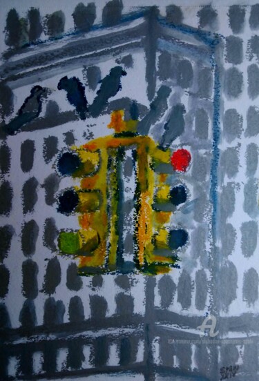 Painting titled "Semafor" by Slobodan Spasojevic (Spaki), Original Artwork, Pastel
