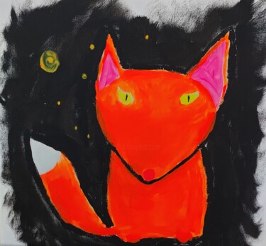 Peinture intitulée "Space Fox" par Andrey Elenev, Œuvre d'art originale, Acrylique
