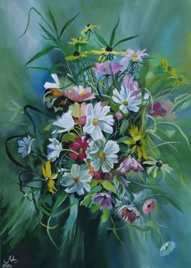 Painting titled "Bouquet" by Anna Mamonkina, Original Artwork, Oil