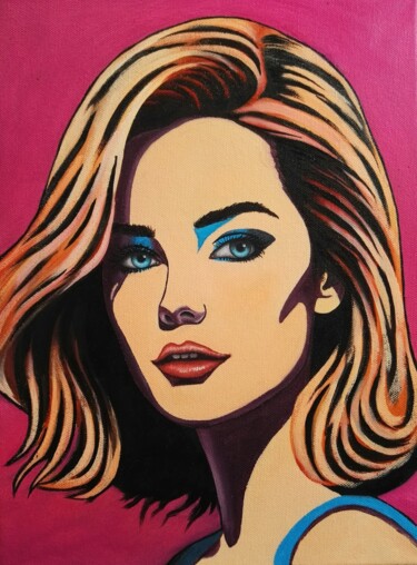 Peinture intitulée "portrait pop art fo…" par Steivan Loundou, Œuvre d'art originale, Huile Monté sur Châssis en bois