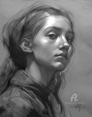 图画 标题为“Portrait "Alice"” 由Lutz Gaede, 原创艺术品, 木炭