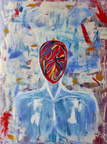 Painting titled "Io sono nessuno" by Luigi Ercolano, Original Artwork, Acrylic Mounted on Wood Stretcher frame