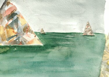 Painting titled "At sea" by Anna C, Original Artwork, Watercolor