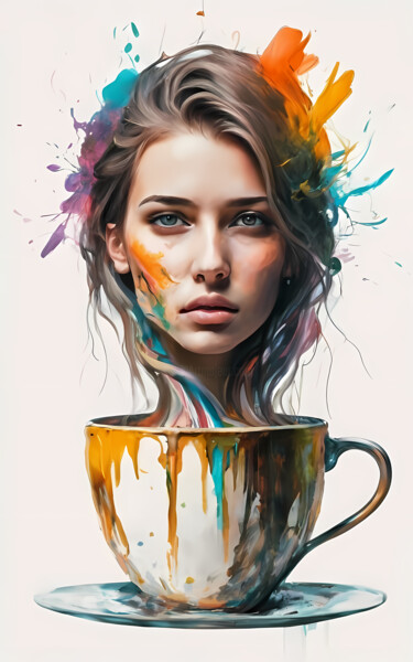Coffee Queen, Art for coffee shop, Art for restaurant, Digit Digital Arts titled "Coffee Queen, Art f…" by Jafeth Moiane, Original Artwork, AI generated image