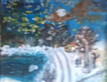 Painting titled "Moonlight view" by Krishna Art Gallery, Original Artwork, Oil