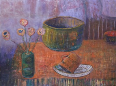 Still life with vase Peinture intitulée "Still life with vase" par Paris Committee, Œuvre d'art originale, Huile Monté sur Châssis en bois