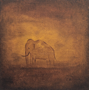 绘画 标题为“Mammut” 由Linda Borrowdale, 原创艺术品, 丙烯 安装在纸板上