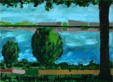 Malerei mit dem Titel "Elbe bei Teufelsbrü…" von Detlef Lemme (Farbenkugel), Original-Kunstwerk, Acryl Auf Keilrahmen aus Ho…