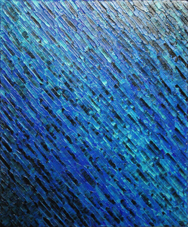 Diagonale bleue irisée Painting titled "Diagonale bleue iri…" by Jonathan Pradillon, Original Artwork, Acrylic Mounted on Wood Stretcher frame
