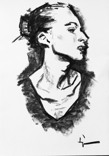 Dessin intitulée "Étude Rapide au Fus…" par Dominique Dève, Œuvre d'art originale, Fusain