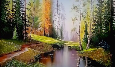 Painting titled "Glorious gardens" by Moin Uddin, Original Artwork, Acrylic