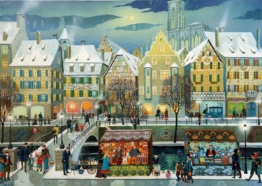 Malerei mit dem Titel "QUAI SAINT NICOLAS" von Bernard Ambielle, Original-Kunstwerk, Öl