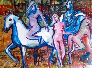 Schilderij getiteld "God of sex" door Alexey Zhucovsky, Origineel Kunstwerk, Aquarel