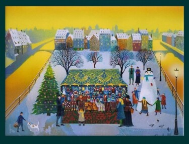 Peinture intitulée "NOËL SUR LES QUAIS" par Bernard Ambielle, Œuvre d'art originale, Huile