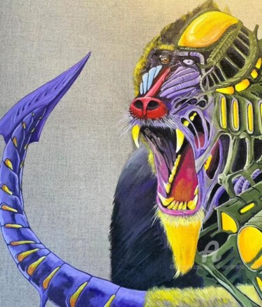 绘画 标题为“Biomechanical mandr…” 由Pyramid Van Damme, 原创艺术品, 丙烯 安装在木质担架架上