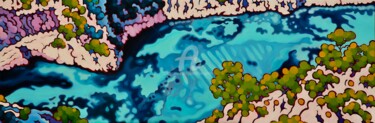 Peinture intitulée "La calanque ...4M2C" par Gwendoline Pieters, Œuvre d'art originale, Huile Monté sur Châssis en bois