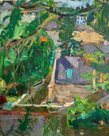 Peinture intitulée "L’Ile aux moines,go…" par Olga Richir, Œuvre d'art originale, Huile