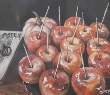 Peinture intitulée "Les pommes en caram…" par Alexandra Uryasova, Œuvre d'art originale, Acrylique Monté sur Châssis en bois