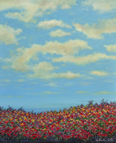 Peinture intitulée "La prairie" par Nathalie Si Pié, Œuvre d'art originale, Huile Monté sur Châssis en bois
