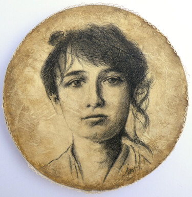 Dessin intitulée "Portraits originaux…" par Isabelle Milloz, Œuvre d'art originale, Conté Monté sur Châssis en bois