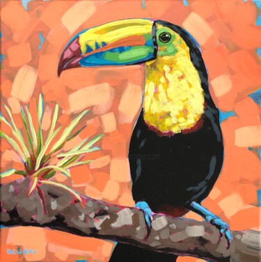 绘画 标题为“Toucan” 由Gurvan Beubry, 原创艺术品, 丙烯 安装在木质担架架上