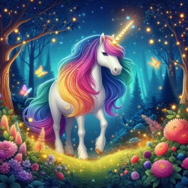 Digitale Kunst mit dem Titel "Einhorn 01" von Herbert Wiedergut, Original-Kunstwerk, KI-generiertes Bild