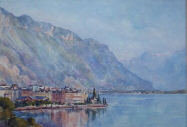绘画 标题为“Montreux lumière du…” 由Frank Vindayer, 原创艺术品, 油 安装在木质担架架上