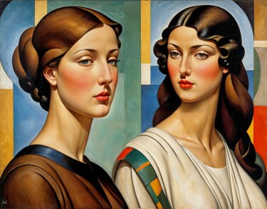 Arts numériques intitulée "LES DEUX GRÂCES (48…" par Nictsi Khamira, Œuvre d'art originale, Peinture numérique