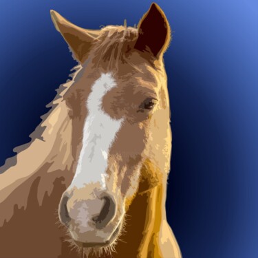 Digital Arts titled "A horse with a whit…" by Shamim Shaikh, Original Artwork, 2D Digital Work