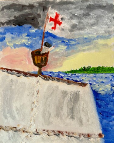 Pittura intitolato "Tierra!" da Mario Pratesi, Opera d'arte originale, Olio Montato su Cartone