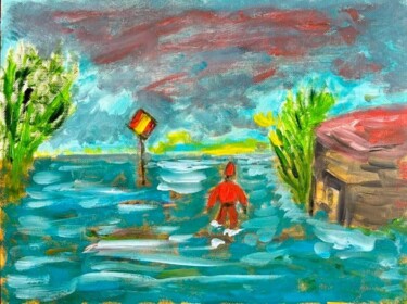 Pittura intitolato "Alluvione" da Mario Pratesi, Opera d'arte originale, Olio