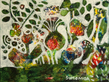 Painting titled "Horizon 4" by Simonida Djordjevic, Original Artwork, Acrylic Mounted on Wood Stretcher frame