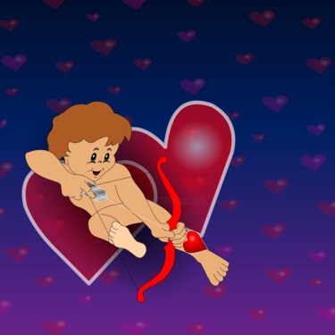 数字艺术 标题为“A cartoon cupid wit…” 由Shamim Shaikh, 原创艺术品, 2D数字工作