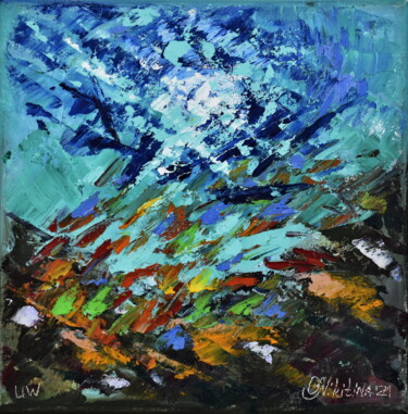 Abstract Coral Reef Painting titled "Abstract Coral Reef" by Olga Nikitina, Original Artwork, Oil Mounted on Wood Stretcher frame