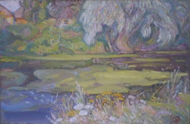 Painting titled "Живе річка--живе мі…" by Valerij Gren Ko, Original Artwork, Oil
