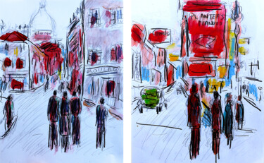 Peinture intitulée "Paris New York" par Jean Mirre, Œuvre d'art originale, Huile