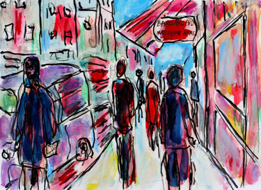 Peinture intitulée "Expérience de la rue" par Jean Mirre, Œuvre d'art originale, Huile