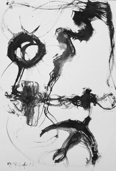 绘画 标题为“Hatsuboku (溌墨): In…” 由Alfred Freddy Krupa, 原创艺术品, 墨 安装在其他刚性面板上