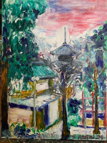 Painting titled "Ancien capitale kyo…" by Toshio Asaki, Original Artwork, Oil