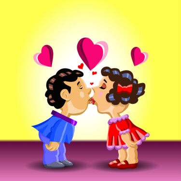 数字艺术 标题为“Cute Couple” 由Shamim Shaikh, 原创艺术品, 2D数字工作