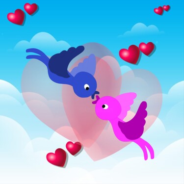 数字艺术 标题为“Love Birds” 由Shamim Shaikh, 原创艺术品, 2D数字工作