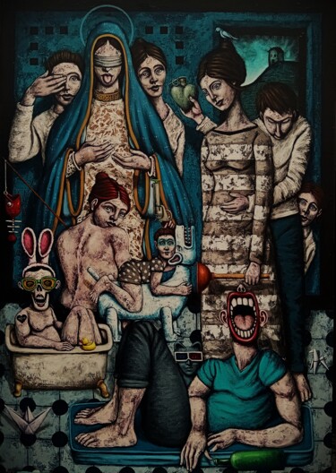 Peinture intitulée "LES APPARITIONS" par Nicolas Monjo, Œuvre d'art originale, Acrylique Monté sur Châssis en bois