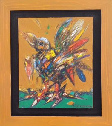 Rainbow feathers 绘画 标题为“Rainbow feathers” 由Aram Sevoyan, 原创艺术品, 油 安装在木质担架架上
