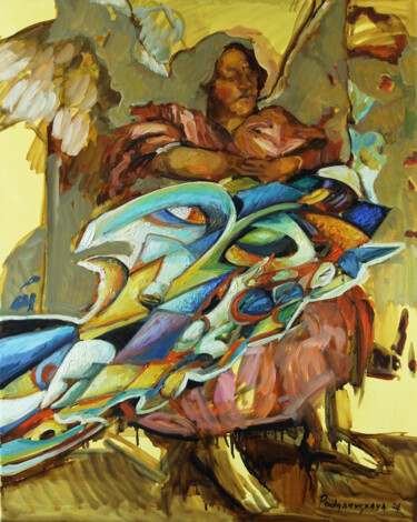 Angel and Time Painting titled "Angel and Time" by Marina Podgaevskaya, Original Artwork, Oil