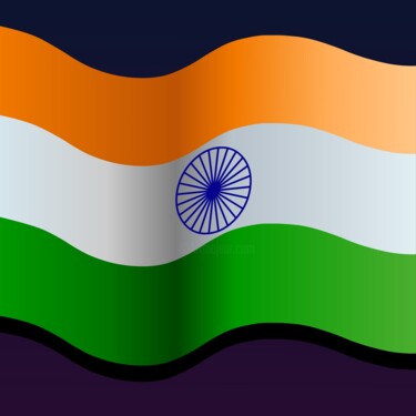 数字艺术 标题为“Indian National Flag” 由Shamim Shaikh, 原创艺术品, 2D数字工作