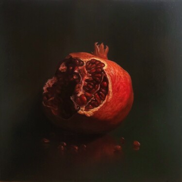 Painting titled "Pomegranate from na…" by Yaroslav Ponomarenko, Original Artwork, Oil