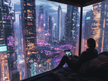 Arte digital titulada "Paradoxes of Techno…" por Leon Saïto, Obra de arte original, Imagen generada por IA