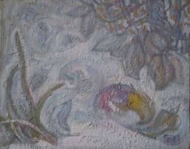 Schilderij getiteld "Яблоки в снегу" door Valerij Gren Ko, Origineel Kunstwerk, Olie