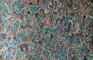 Painting titled "CARNAVAL ANIMALIER" by Jerome Cordier, Original Artwork, Acrylic Mounted on Wood Panel