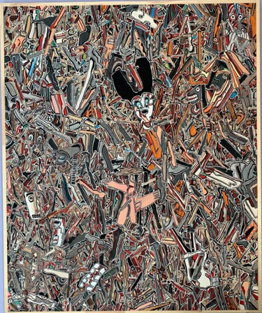 Painting titled "La souris Joker" by Jerome Cordier, Original Artwork, Acrylic Mounted on Wood Panel
